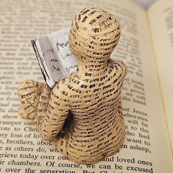 Resin Woman Reading Book Figurine Human Sculpture Bookends Bookshelf Words Skin - Picture 7 of 13